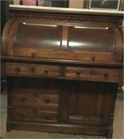 1860's Walnut Rolltop Desk w/ Marble Top