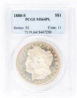 Coin 1880-S Morgan Silver Dollar PCGS MS64PL