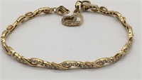 14k Gold Bracelet With Clear Stones