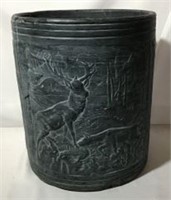 Stoneware Planter with Two Deer in the Forest