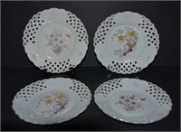 Antique Porcelain Reticulated Floral Plates