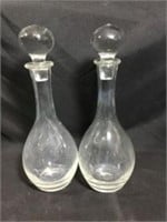 Two art Glass Wine Decanter H12 inches tall
