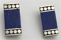 Sterling Silver Blue Stone Clip Earrings