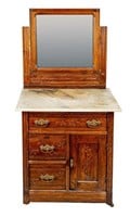 Furniture Federal Style Wood Wash Stand & Mirror