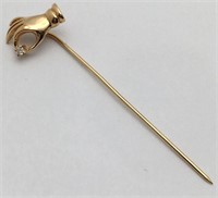 14k Gold And Diamond Stick Pin