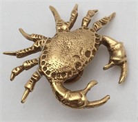 14k Gold Crab Pin