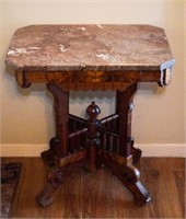 Antique Eastlake Marble Top Lamp Table