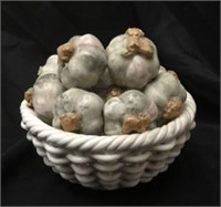 Hispanic Garlic Clove in Basket Sculpture