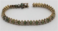 Silver Gw Bracelet With Green And Clear Stones