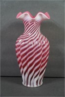 Fenton Ruffled Cranberry Glass Vase