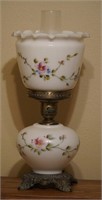Vintage Ornate Milk Glass Lamp