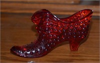 Fenton Ruby Red Hobnail Glass Shoe