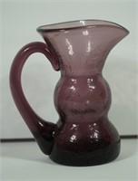 Hand Blown Amethyst Crackle Glass Vase