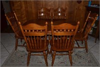 Oak Pedestal Dinette Set w/ 6 Chairs