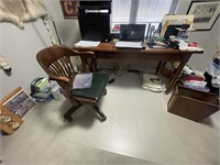 Vintage Wood Desk w/Office Chair 5ft L x 30" W