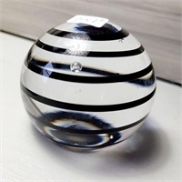 Cool Black Swirl Crystal Paperweight - Good Size