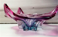 Nice Pink/Blue Hues Murano Art Glass Dish