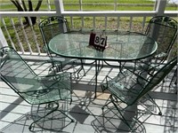 Wrought Iron Table and 4 Rockers