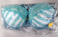 Bra 3 pack. 32B. Teal/white stripe w/lace and