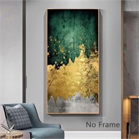Abstract Green and Gold Canvas Wall Art