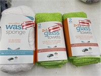 Wash Sponge & Glass Towels