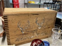 Wooden Deer Ammo Box 16X9x10