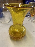Gold Cracked Glass Vase 5"