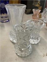 Crystal Glass Vases 5" & 3"