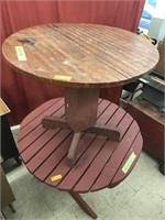 Pair of rustic round wooden Patio/Picnic Tables.