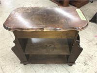 Vintage wooden Side Table with shelves, a drawer