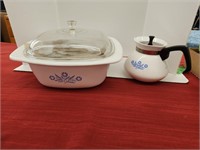 Corningware Set - 6 cup Coffee Pot and Large Bowl