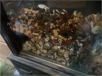 CHINA CABINET FULL OF SMALL FIGURES / ANIMALS
