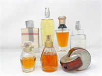 7 Perfume bottles inclduing Bvlgari, Estee Lauder