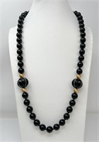 14k Black Coral Necklace, approx 26", 76g
