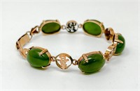 14k Jade bracelet, approx 10.47g, 6in Length