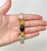 14k multi colored jade bracelet w/characters