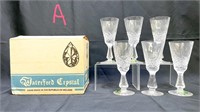 (A) 6 Unused Waterford Kenmare Sherry Glasses
