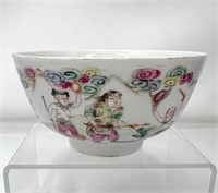 Chinese Porcelain Bowl Battle Scene, Marked base