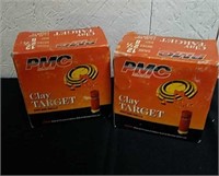 Two boxes of 12 gauge clay target shotgun shells