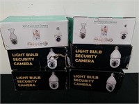 Four light bulb security cameras and two Wi-Fi