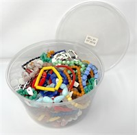 Lot of mixed bead jewelry in plastic tub