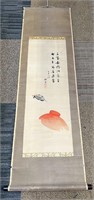 Signed scroll art, approx 18x61in