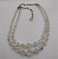 Two strand iridescent bead necklace 17 in