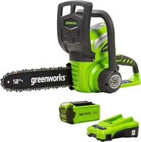 Greenworks 40V 12inch Chainsaw, 2.0 Battery & Cha