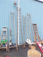 Wooden Ladder with Repair 2nd from right