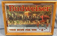 VINTAGE BUDWEISER FRAMED CLOCK MIRROR