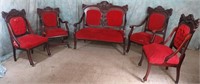 5 PC-VICTORIAN  MAHOGANY PARLOR SETTEE SET*AS IS