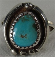 STERLING TURQUOISE RING*SZ 7.5*6 GRAMS