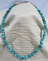 TURQUOISE STACKED BEAD NECKLACE W/STERLING TIPS