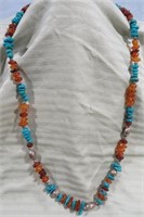 TURQUOISE & BROWN BEADED NECKLACE